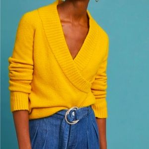 Anthropologie Gold Wrap Wool Sweater
